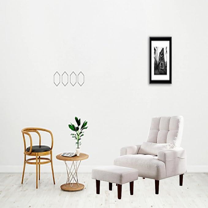 Redde Boo Modern Design Living Room Cream White Recliner Soft Cozy Sofa Chair with Ottoman