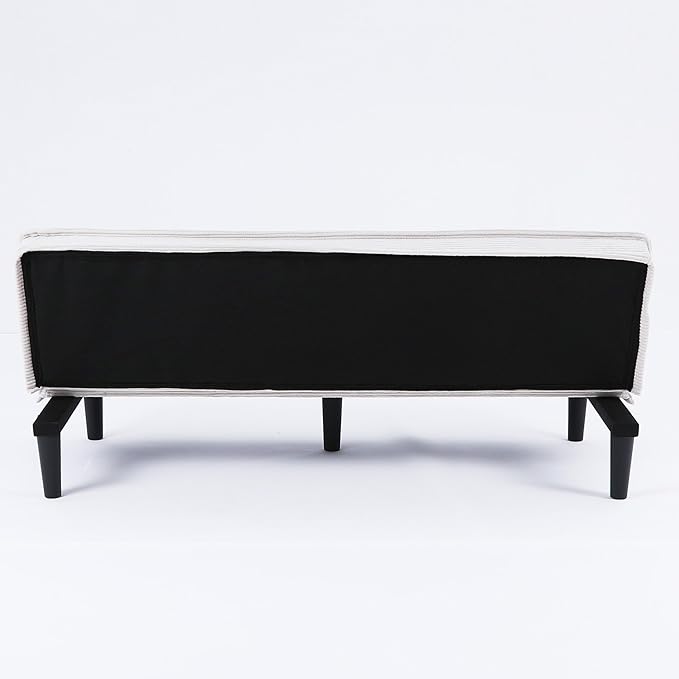 Convertible Futon Sofa BedCorduroy Folding Loveseat Couch with Adjustable BackrestDouble Sleeper Sofa Couches for Small Spaces Living Rooms Apartment Office (Beige-1)
