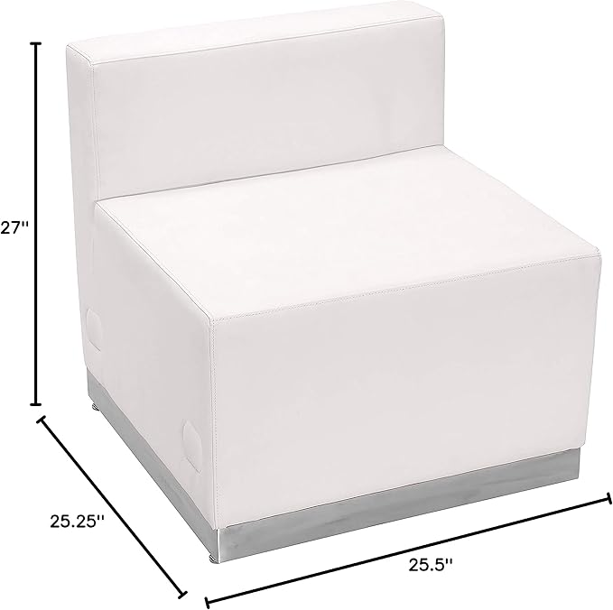 Flash Furniture HERCULES Alon Series White LeatherSoft Chair with Brushed Stainless Steel Base