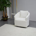 Modern 360 Degree Swivel Sofa Chair Round Armchairs with High Backrest and Upholstered Beige Fabric Accent Chair for Living Room Bedroom Office