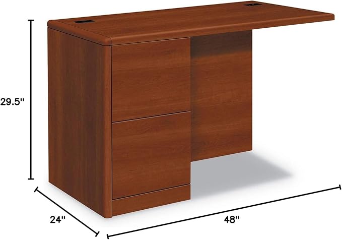 HON 10700 Series Full Left Pedestal Return 48W X 24D X 29.5H Cognac