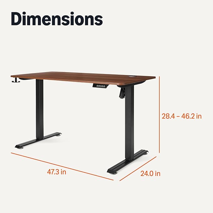 Amazon Basics Electric Standing Desk Height Adjustable Home Office Desk Black/Walnut Effect