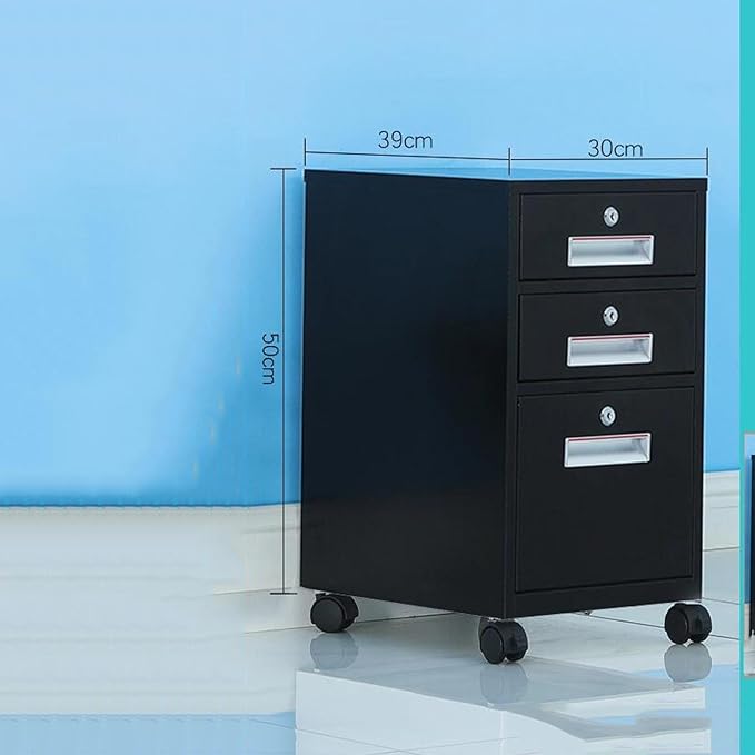 Office Tin File Cabinet Short Cabinet Under The Desk Three Drawer Movable Cabinet with Lock Storage Storage Cabinet (Color : B)