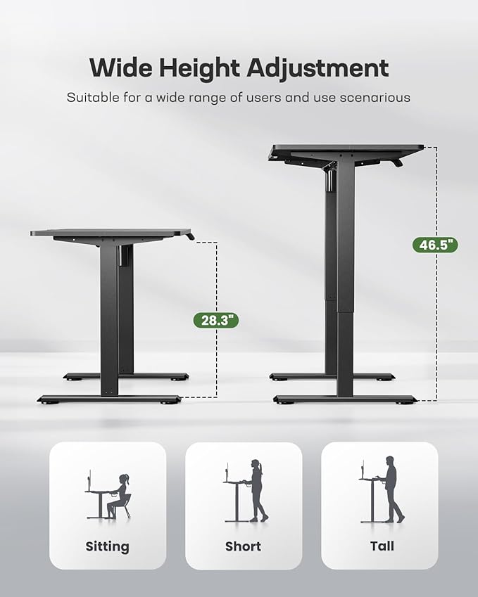 Marsail Electric Standing Desk Adjustable Height Stand up Desk 40 x 24 Inches Sit Stand Home Office Desk Computer Desk Black