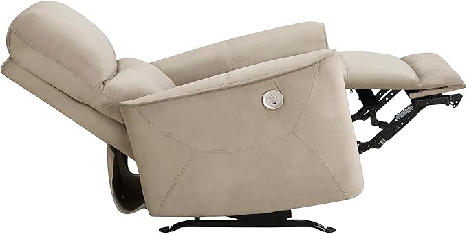 Lexicon Power Recliner Chair Living Room Velvet Reclining Sofa Chair Home Theater Seating Power Rocker Recliner Sofa Chair for Living Room/Office/Apartment Light Brown