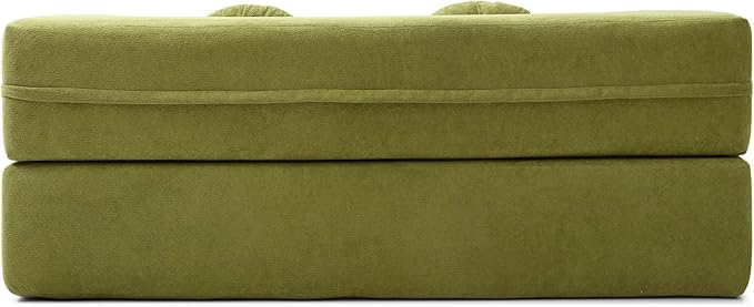 King Size Sofa Bed 76 Inch Convertible Futon Boneless Couch 2-in-1 Loveseat Sleeper Sofa with 2 Pillow Modern Velvet Fabric Floor Couch Bed for Living Room No Assembly Required (Green)