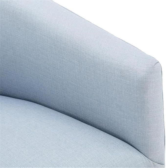 Elm Transitional Woven Polyester Fabric Upholstered Skirted 360-Degree Swivel Accent Chair with Narrow Slope Arm Metal Base in Sky Blue Finish