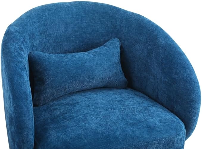 Swivel Accent Chair Swivel Barrel Chair with Pillow 360 Degree Swivel Armchair Round Club Chair for Living Room Bedroom Office Lounge (Teal+Linen)