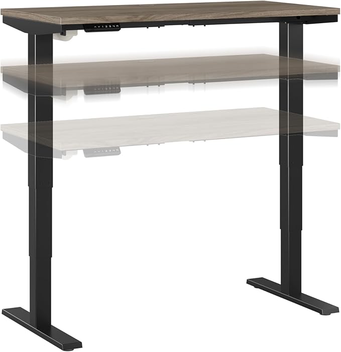 Move 40 Series by Bush Business Furniture 48W x 24D Electric Height Adjustable Standing Desk in Modern Hickory with Black Base