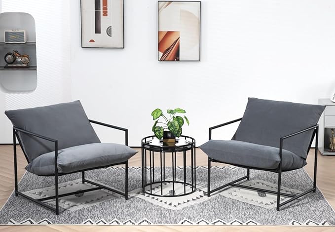 Serenity Accent Modern Velvet Arm Chair with Reclined Seat Sleek Design Durable Metal Frame Soft Upholstery and Plush Comfort for Stylish Living Room Grey