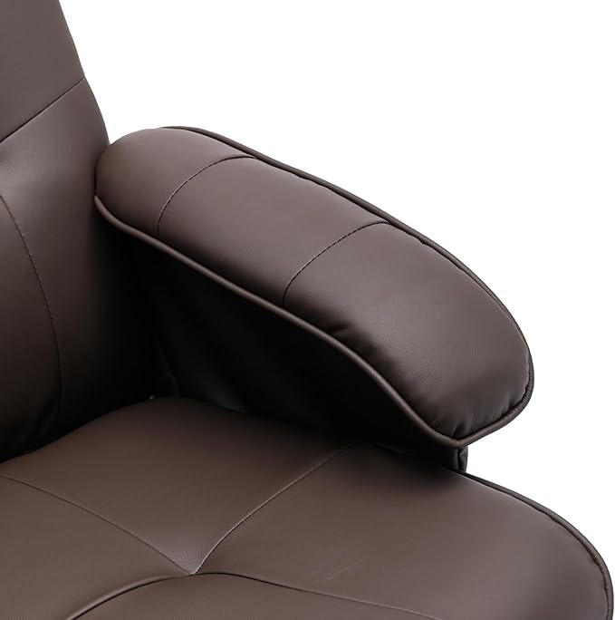 Recliner Chair with Ottoman Swivel Recliner Chair with Wood Base for Livingroom Bedroom Faux Leather BeigeGrey
