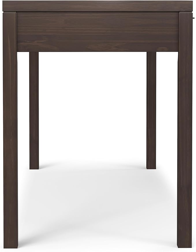 SIMPLIHOME Hollander Desk - 72 Inch Wide Solid Wood Writing Desk in Warm Walnut Brown Contemporary Modern Home Office Computer Table for Study with 2 Drawers and Flip-Down Keyboard Tray