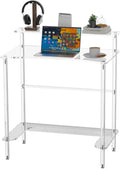 2Tier Acrylic Clear Desk 31.5x19.7x29.5 inch Computer Desk Home Office Desk Writing Table Furniture 0.47inch Thickness
