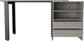 Modern Writing Desk with Drawers 2 Shelves Metal Legs - Light Gray - Home Office Furniture