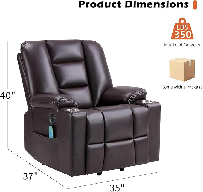 CANMOV Leather Power Lift Recliner Chair for Elderly Lift Chair Single Sofa with Massage and HeatingElectric Lift Recliner with Cup Holders USB Port for Living RoomDark Brown