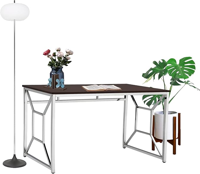 Office Workspace Desk MDF/Chrome in Brown