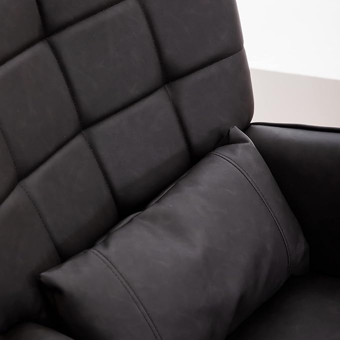 Modern Accent Chair with Soft Padded Bonded Leather High Back Armchair with Metal Legs for Living Room Home Office Bedroom