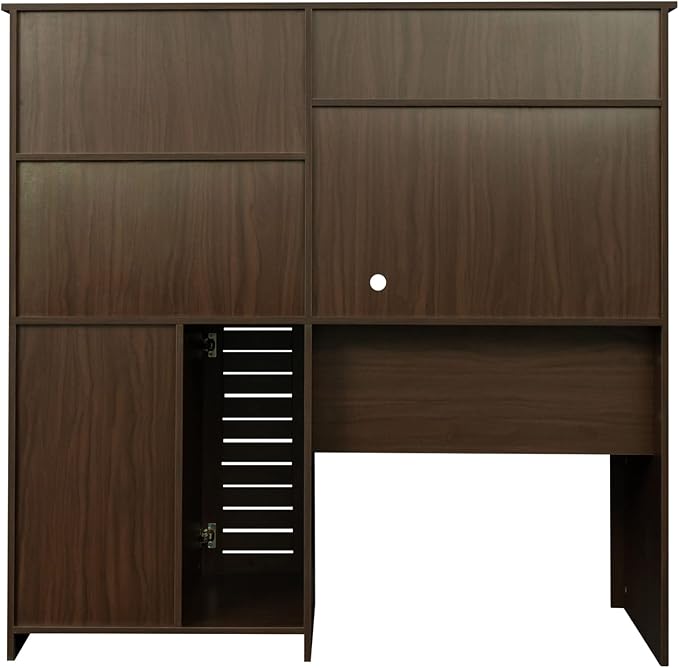 Home Office Computer Desk with HutchWalnut