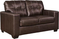 Signature Design by Ashley Santorine Transitional Tufted Leather Match Loveseat Dark Brown