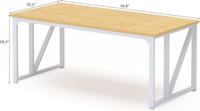 Computer Desk 70 Home Office Desk Large Desks with Wide Workstation Sturdy Metal Frame Thicker Tabletop Gaming Computer Desk for Home Office Workstation (Natural-A)