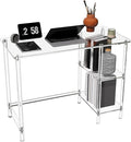 HMYHUM 40 Inch Acrylic Computer Desk with Reversible Storage Shelves Clear Home Office Desk for Laptop Study Writing Vanity Table Modern