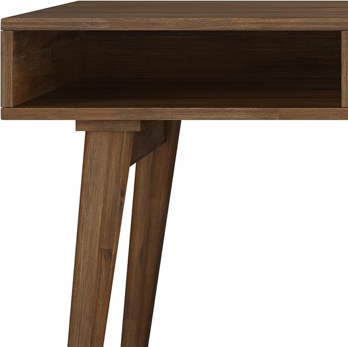 SIMPLIHOME Clarkson Desk - 60 Inch Wide Solid Acacia Wood Writing Desk in Rustic Natural Aged Brown Contemporary Home Office Computer Table for Study with 2 Side Drawers and Open Storage Compartments