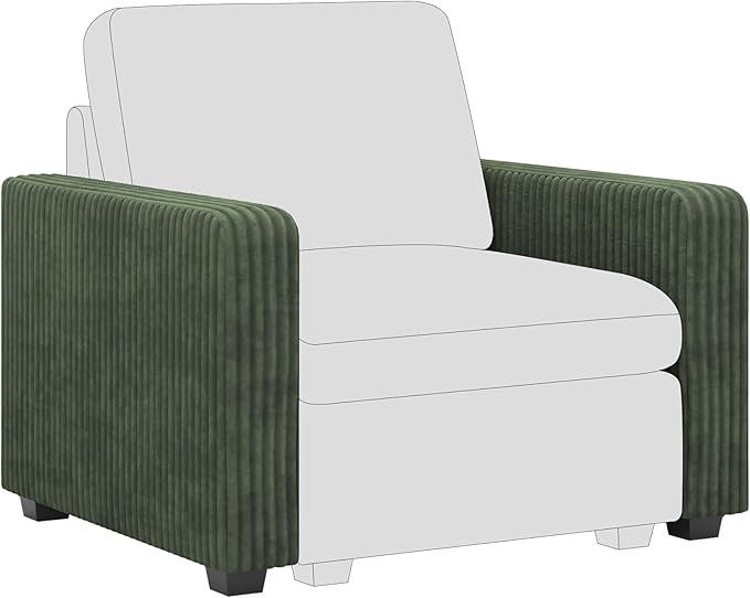 Belffin Armrest for Modular Sectional Sofa Modular Couch Armrest Part for Corduroy Sectional Couch Green