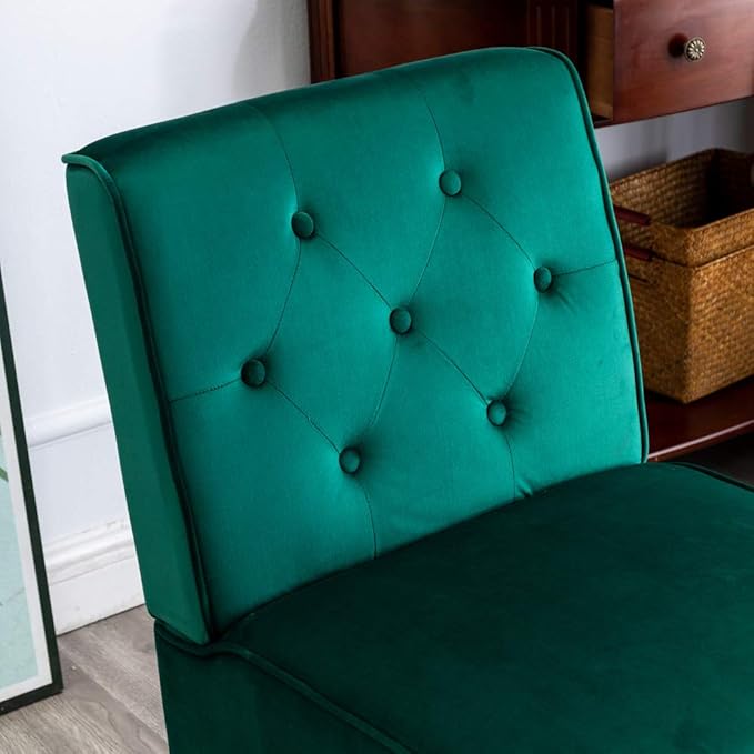 Reeso 2-Piece Living Room Armless Button Tufted Pattern Accent Chair Green