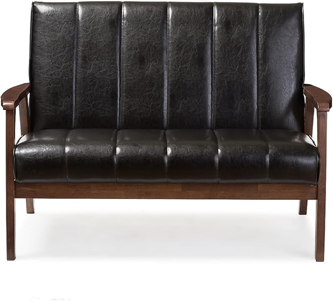 Baxton Studio BBT8011A2-Black Loveseat Love Seats 29.45LX44.66WX31.59H Black
