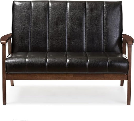 Baxton Studio BBT8011A2-Black Loveseat Love Seats 29.45LX44.66WX31.59H Black
