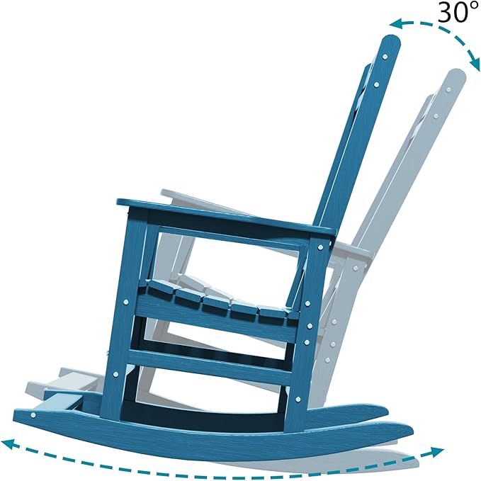 Rocking Chair Outdoor Rocking Chair for Adults HDPE Outdoor Chairs with Footboard All Weather Resistant Porch Rocker Navy