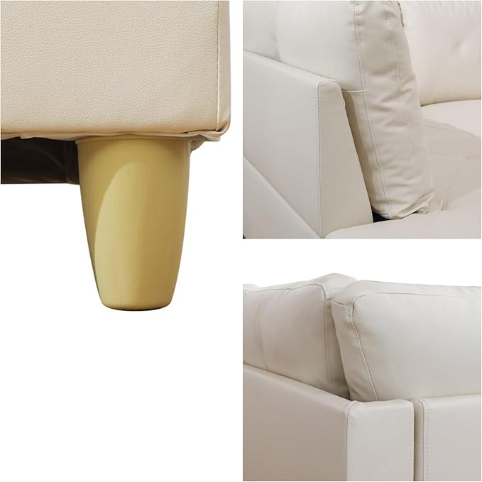 L-Shaped Sectional Sofa Modern Sectional Couches Home Sofas for Living Room with Movable Chaise Modular Living Room Sets Furniture for Apartment Bedroom &amp Office White