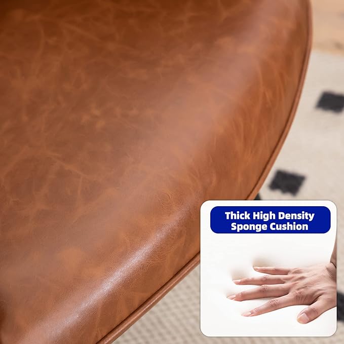 Bonded Leather Armchair Modern Accent Chair High Back Living Room Chairs with Metal Legs and Soft Padded Sofa Chairs for Home OfficeBedroomDining Room (Brown 1pc) ZO255