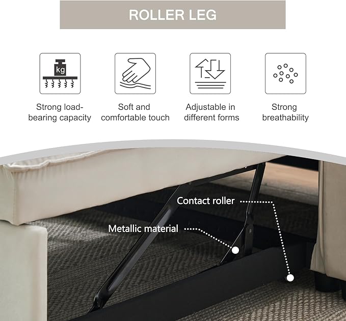 Futon Sleeper Sofa Bed Modern 3 in 1 Convertible Loveseat Sleeper Pull Out Couch Bed with Adjustable Backrest Storage Pockets and Toss Pillows for Living Room Bedroom (Cream)