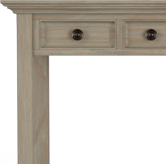 SIMPLIHOME Amherst Desk - 54-Inch Wide Solid Wood Writing Desk in Distressed Grey Transitional Home Office Computer Table for Workspace or Study with 2 Drawers and Flip-Down Keyboard Tray