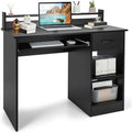 Tangkula Computer Desk with Drawer &amp Keyboard Tray 22 Inch Wide Modern Study Writing Desk with Desktop Hutch &amp Storage Shelves Home Office Desk for Kids Wood PC Laptop Desk Desk for Bedroo