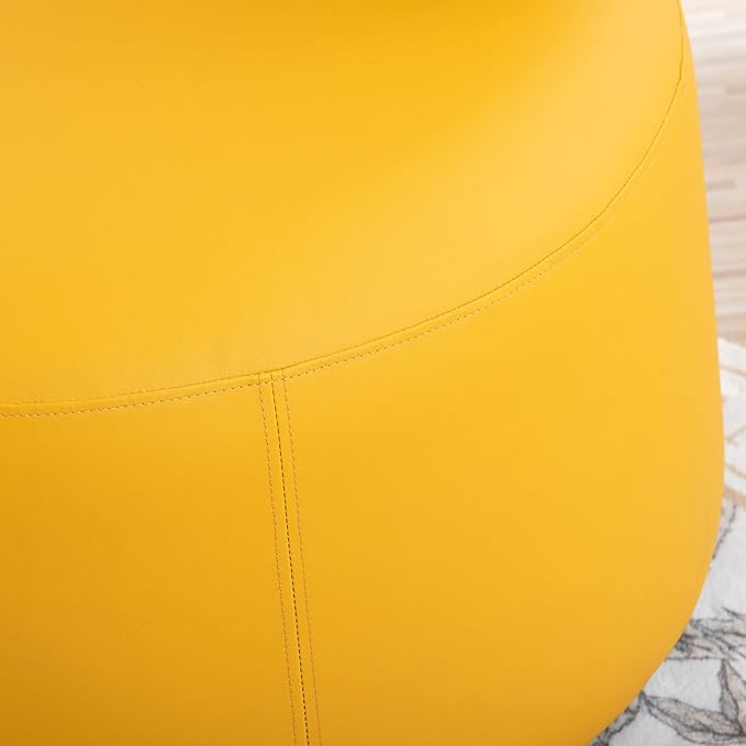 Modern Yellow Faux Leather Swivel Accent Chair 29 Width Armless 360 Degree Swivel Comfortable &amp Stylish Perfect for Living Room &amp Office