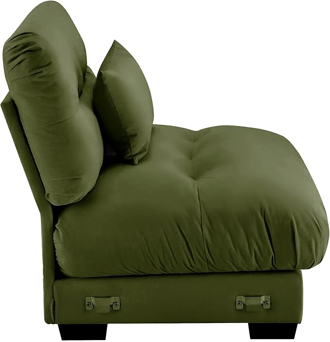 Sectional Couch Middle Seat with 1 Pillow Olive Green