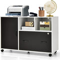 Lateral File Cabinet with Lock Filing Cabinet for Legal/Letter/A4 Size Files 40” Printer Stand with Open Storage Shelves for Home Office Mobile File Cabinets on Wheels