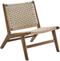Modway Saoirse Woven Rope Wood Accent Lounge Chair in Walnut Natural