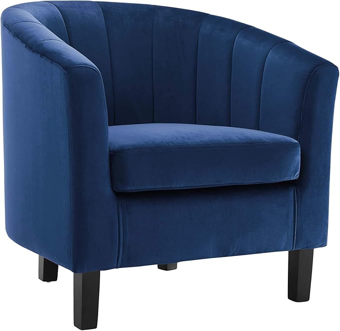 Modway Prospect Channel Tufted Upholstered Velvet Armchair Navy