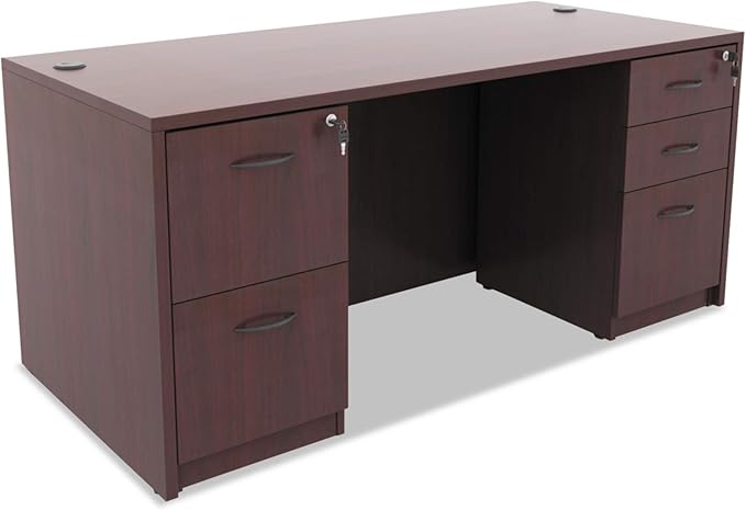 Alera Valencia Series 16 by 22 by 28-Inch 2 Box and 1 File Drawer Full Pedestal Mahogany