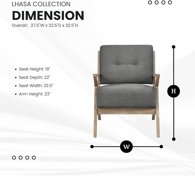 Lexicon Lhasa Fabric Accent Chair Dark Gray