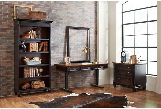 Pemberly Row Wood Lateral File Cabinet Locking Legal/Letter Drawers Black Finish 36 W x 21 D x 31 H Durable Construction Vintage Style Office Filing Storage for Documents
