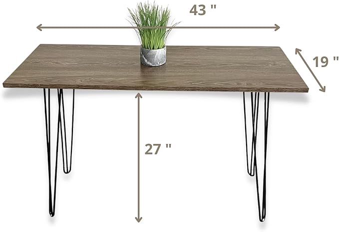 Home Office Desk Retro Black Hairpin Legs 43 Gray Oak Wood Writing Table Wooden Computer Desk Small Student Table Hairpin Grey Study Desk (Gray Wood)