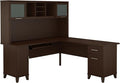 Bush Furniture Somerset L Shaped Desk with Hutch in Maple Cross | Corner Computer Table with Drawers Cabinets and Pullout Keyboard/Laptop Tray for Home Office