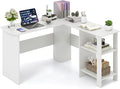 Nightcore 51 Inch L Shaped Desk with Storage Corner Desk with Open Shelves and CPU Stand Modern Office Computer Desk for Gaming Work Study Home Office White