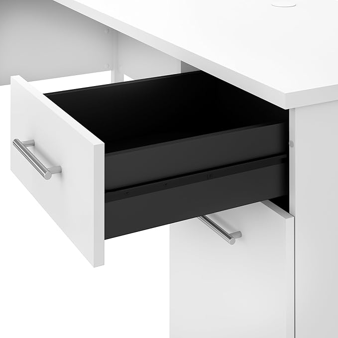 Bush Furniture Somerset 72W 3 Position Sit to Stand L Shaped Desk with Hutch in White | Adjustable Height Table for Home Office