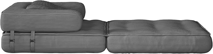 Folding Sofa Bed - Adults Convertible Sleeper Chair for Living Room Bedroom Grey