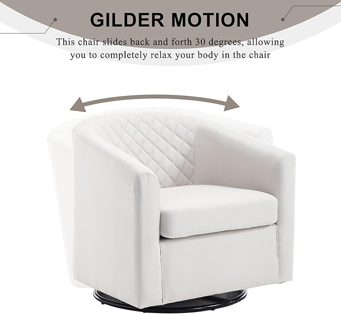 Swivel Gilder Chair Modern Round Armchair 360° Swivel Linen Barrel Chair Club Chair for Living Room Bedroom Office (Beige)